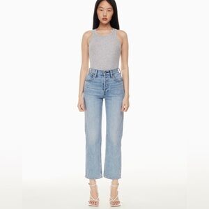 Aritzia Denim Forum The Arlo High Rise Straight 28L | Size 25 Light Wash